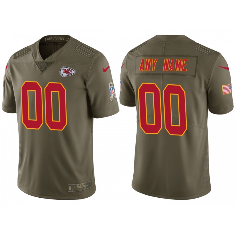 Kansas City Chiefs Olive 2017 Salute To Service Vapor Untouchable Limited Custom Jersey – All Stitched, Embroidery