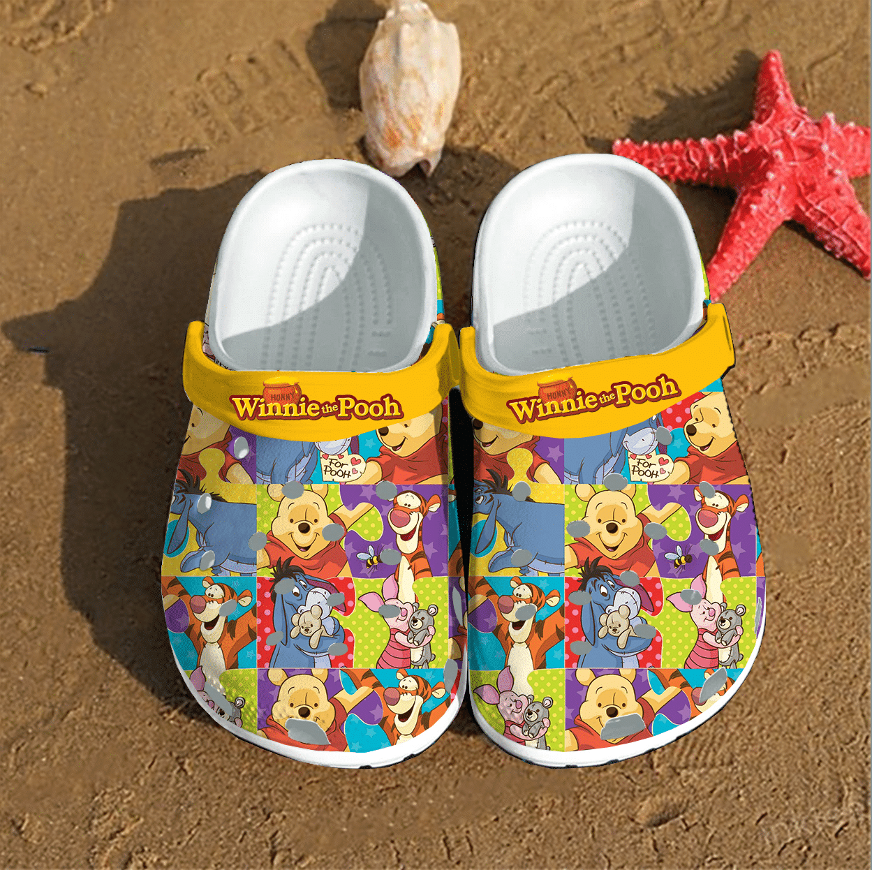 Winnie The Pooh Charcters For Men And Women Rubber  3D Crocband Clog