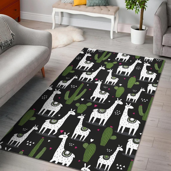 Cactus Llama Pattern Print Area Rug
