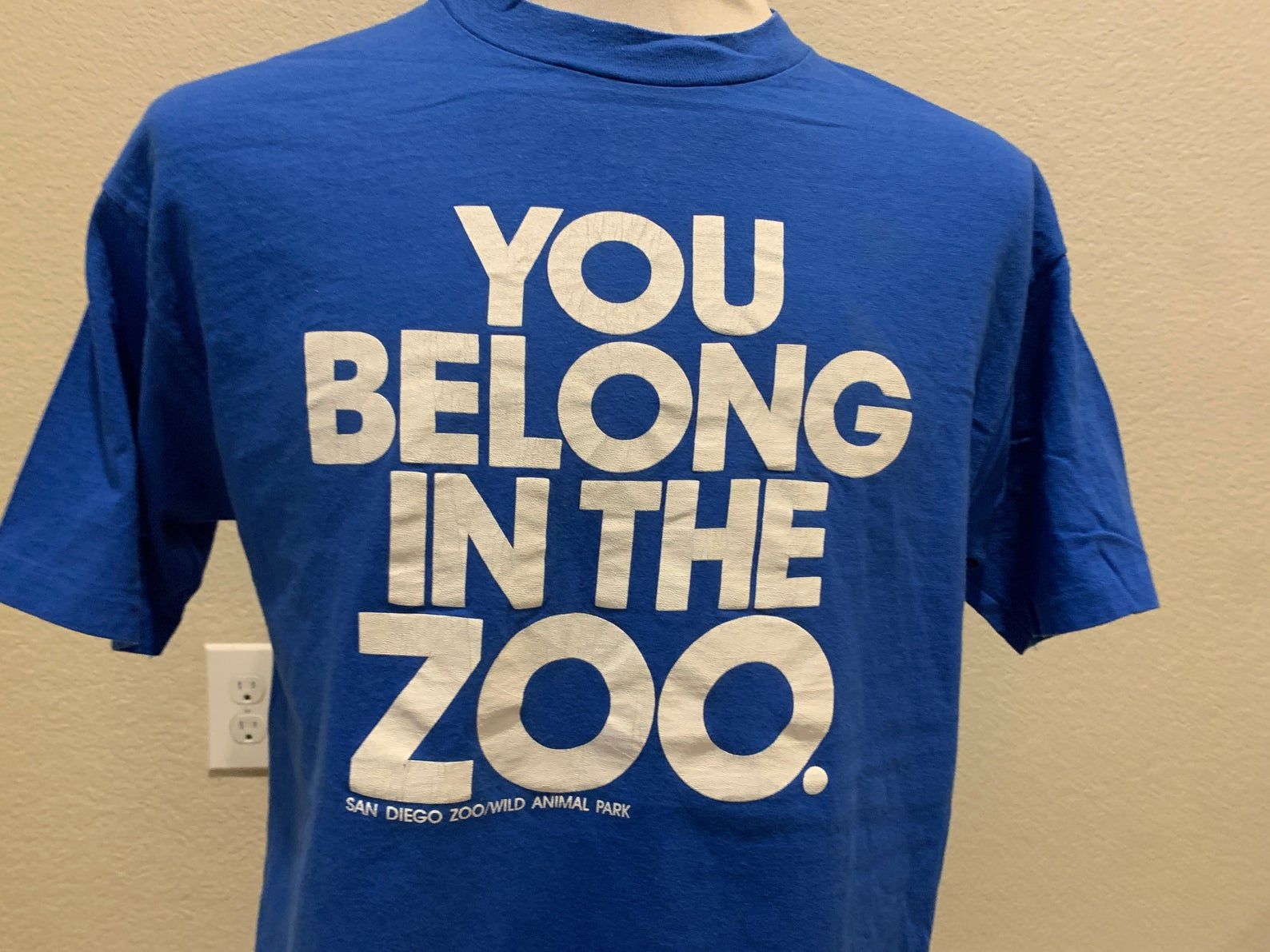 Vintage 80’s You Belong In The Zoo San Diego Zoo/wild Animal Park Blue T Shirt