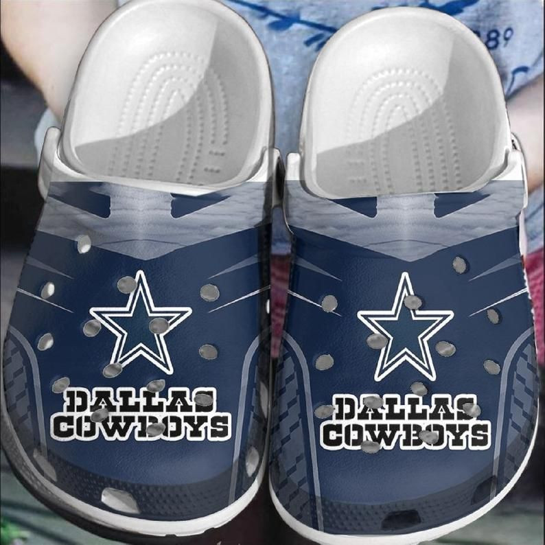 Dallas Cowboys Crocs Crocband Clog Comfortable Water Shoes In Navy