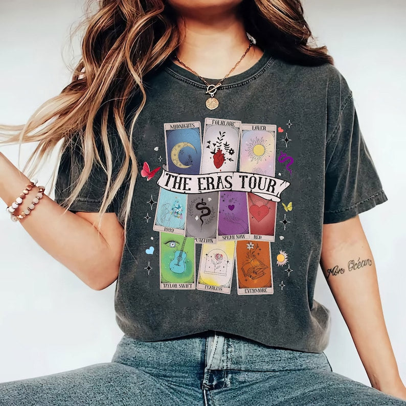 The Eras Tarot Unisex T-Shirt, Tarot Card Tshirt, Reputation Card Comfort Color, Bookish Shirt, Eras Tour Tarot Card Hoodie