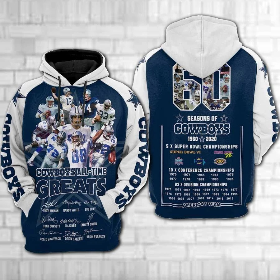 Dallas Cowboys All Time Greats     4 Unisex 3D Hoodie Gift For Fans