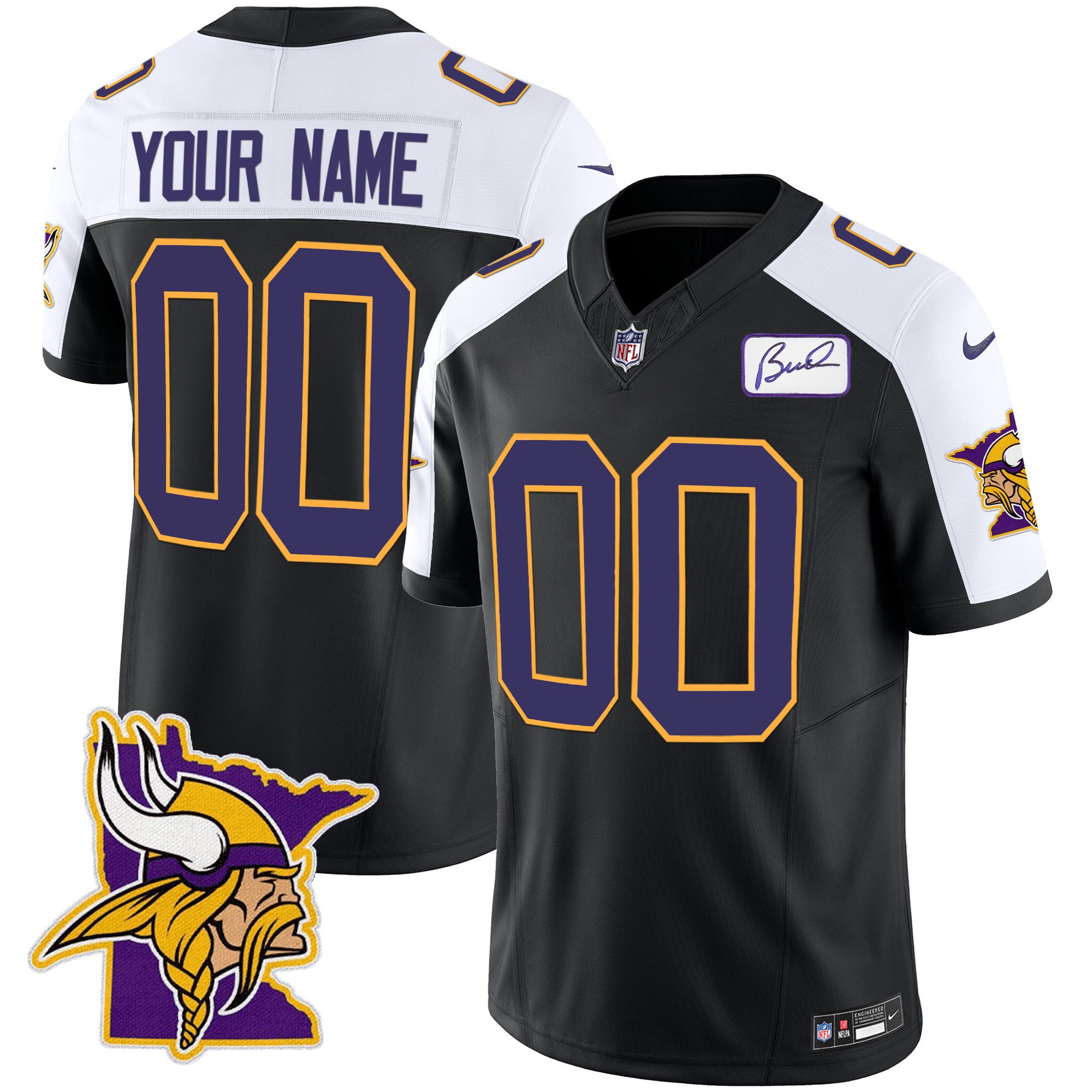 Vikings Bud Grant Patch Classic Limited Custom Jersey V5 – All Stitched