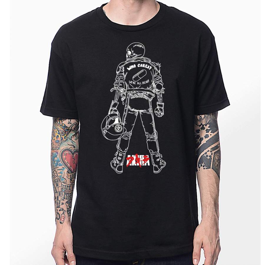 Akira Skeleton Biker Mens Black T-shirt Short Sleeve T Shirt Casual Tops Clothes S-3XL Japan,Vintage,Anime,Comic,Cartoon,Movie,Motorcycle