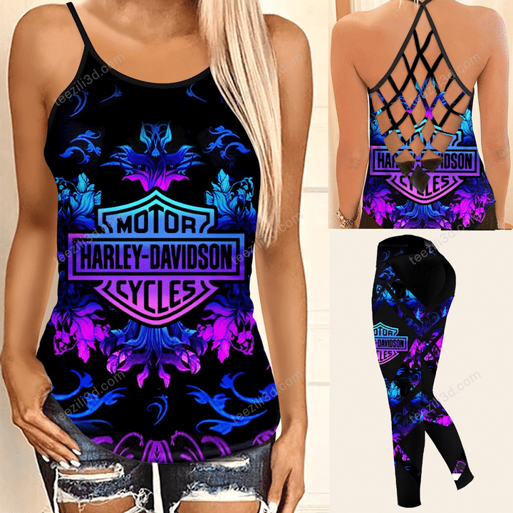 Fashion24Hs - Summer Tank Top - Harley Davidson Criss Cross Open Back Camisole Leggings / Tank Top 06