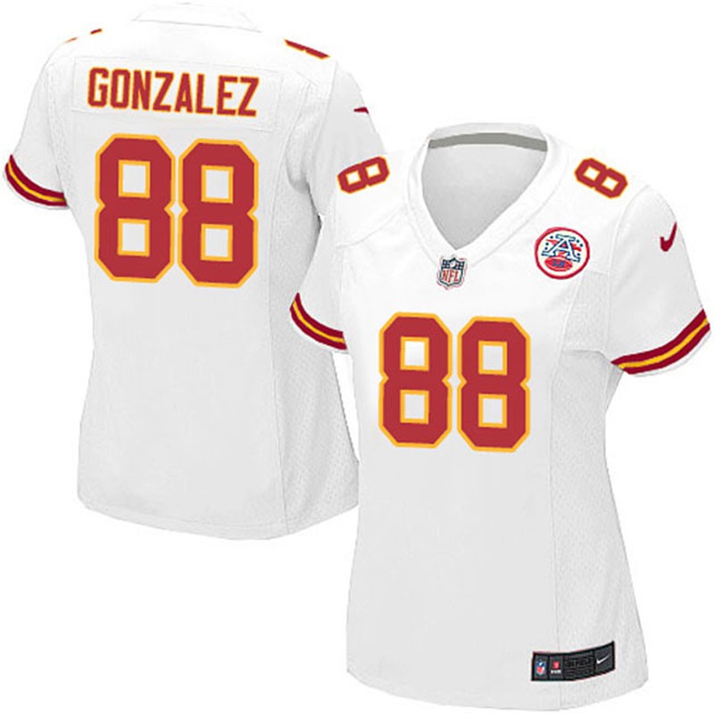 Women Tony Gonzalez #88 Kansas City Chiefs White Away Game Jersey