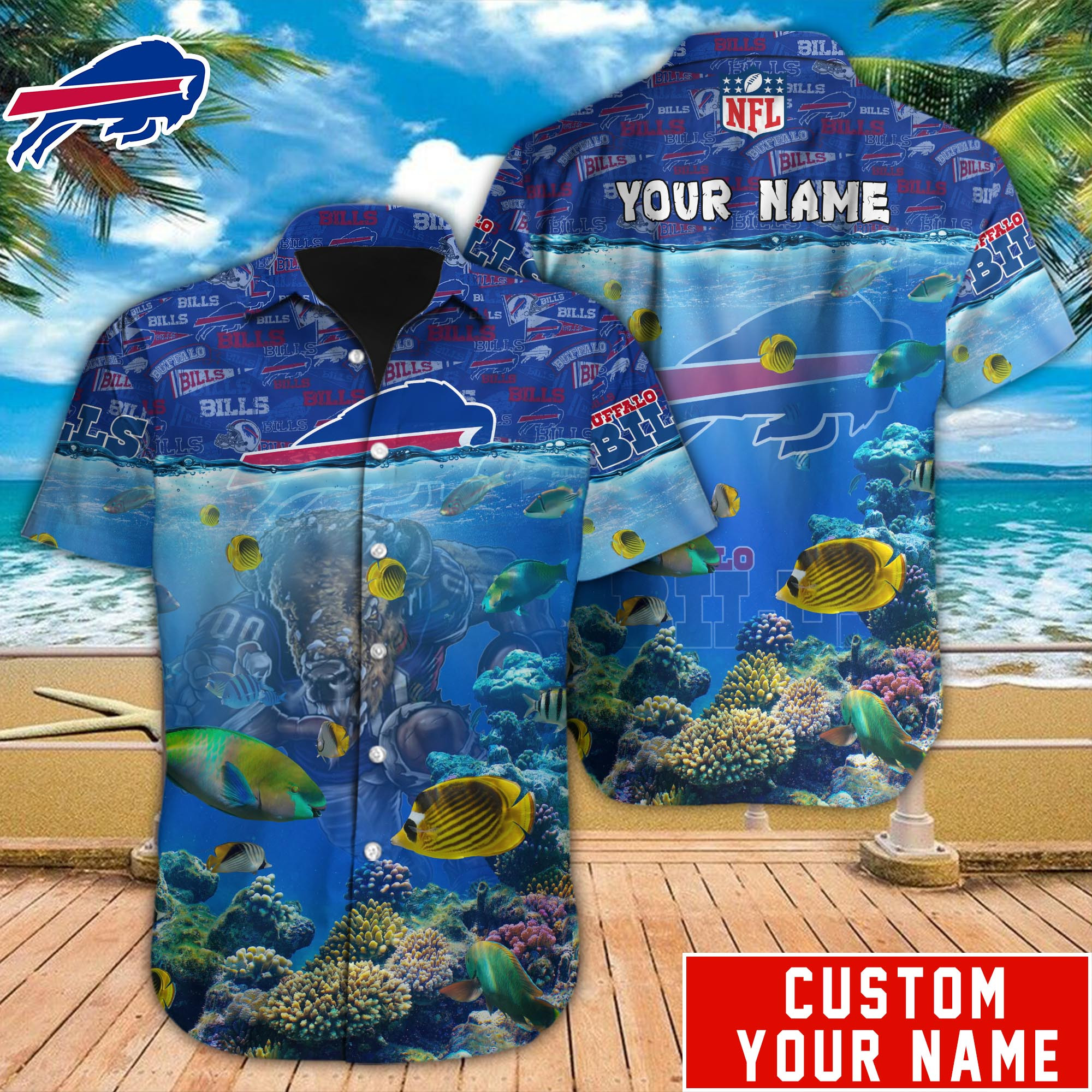 Buffalo Bills Nfl-Hawaiian Shirt Custom M-39359