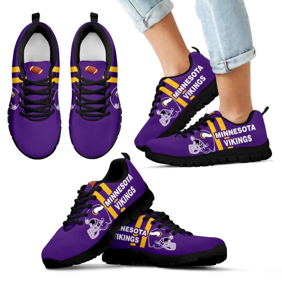 Vertical Two Line Mixed Helmet Minnesota Vikings Sneakers