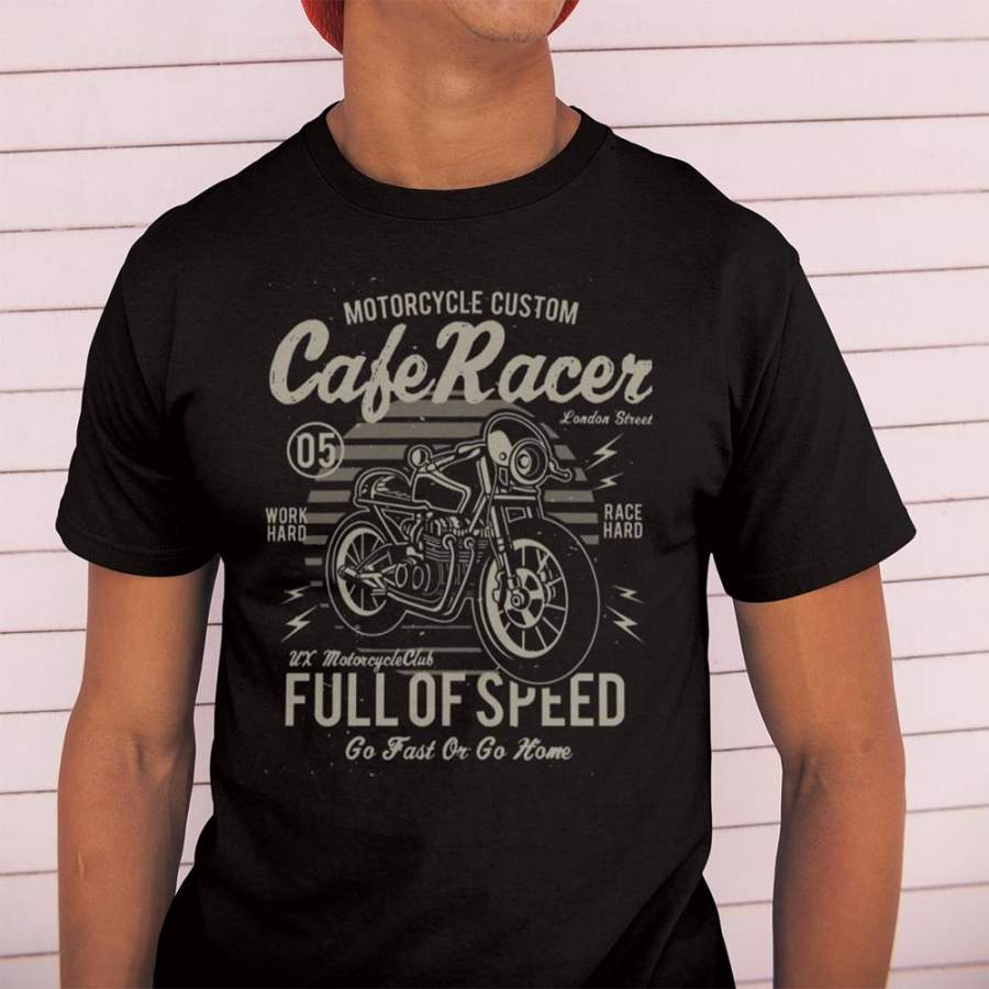 Cafe Racer Full of Speed Motorcycle Retro T Shirt Vintage Men Short Sleeve T-Shirt