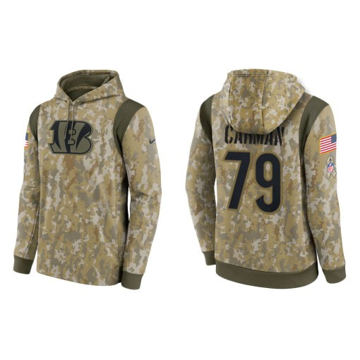 Jackson Carman Cincinnati Bengals Camo 2021 Salute To Service Veterans Day Therma Pullover Hoodie