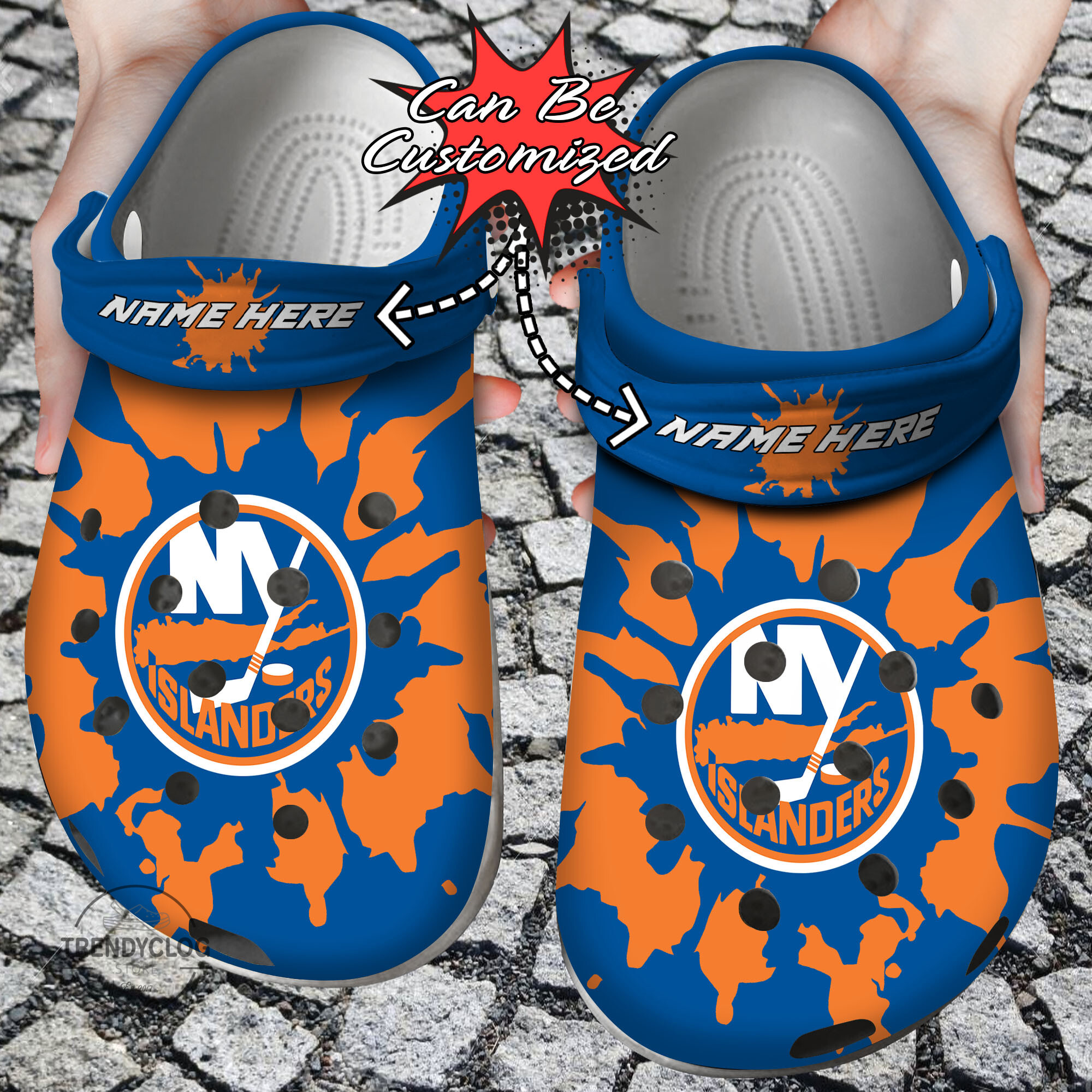 Hockey Crocs – Personalized Ny Islanders Color Splash Clog Shoes