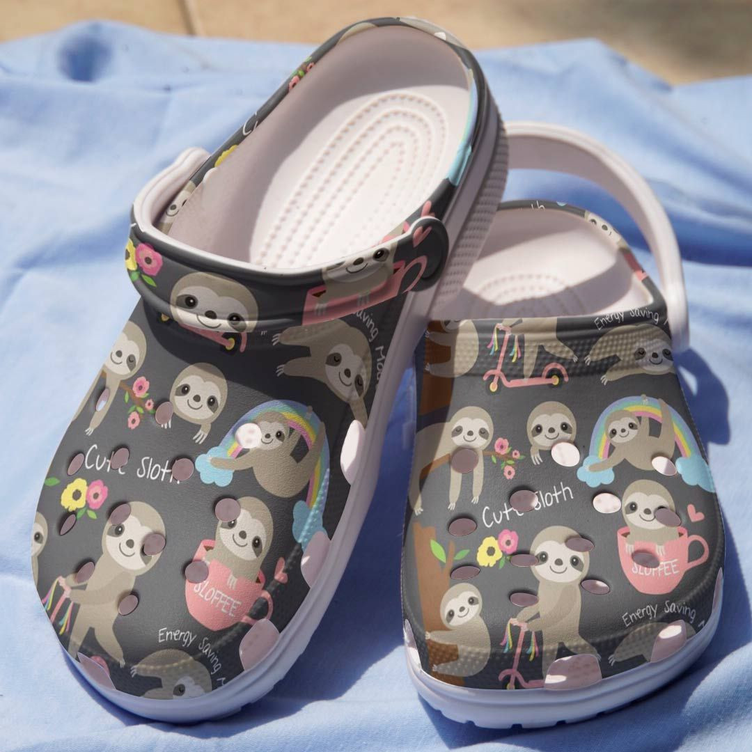 Rainbow Sloth Shoes – Energy Saving Crocs Clogs Gift For Boy Girl – Rainbow-Sl