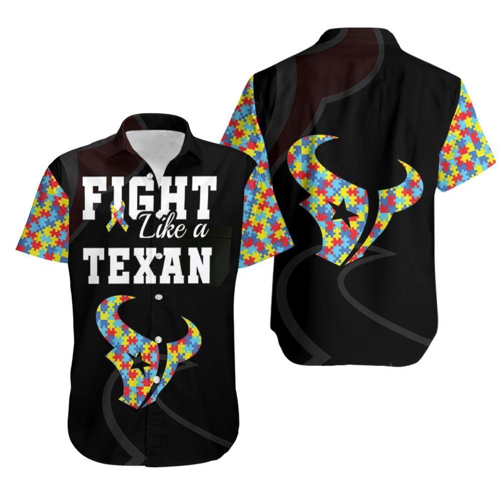 Beach Shirt Fight Like A Houston Texans Autism Support Hawaiian Shirt