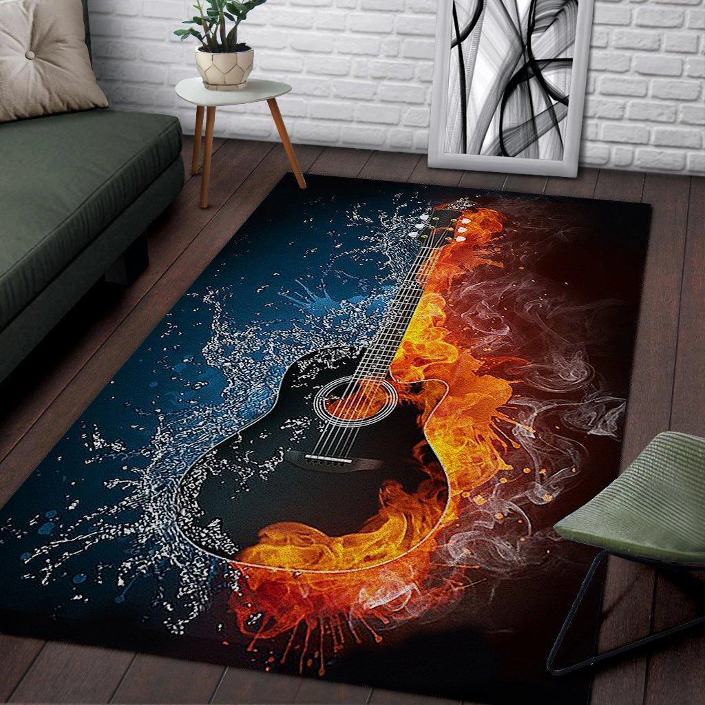 Guitar Fire And Water Rug