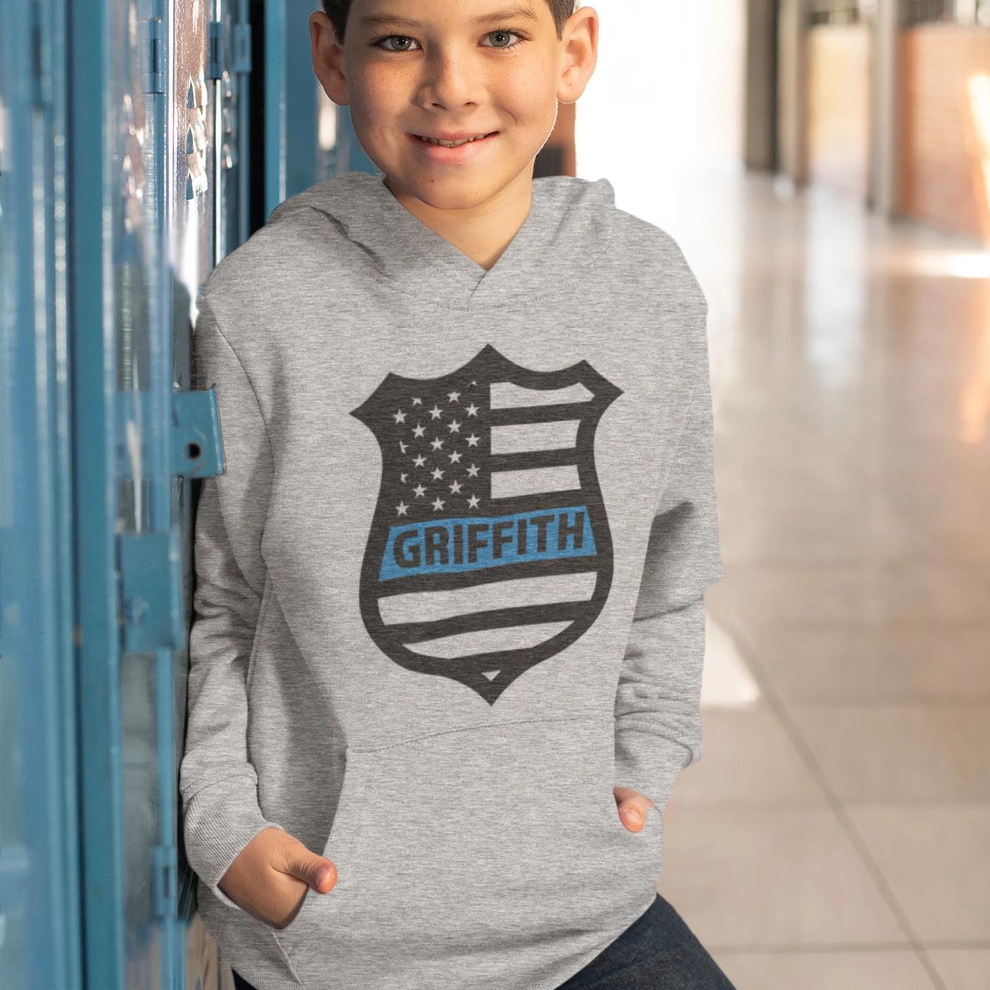 Youth Custom Thin Blue Line Badge Hoodie