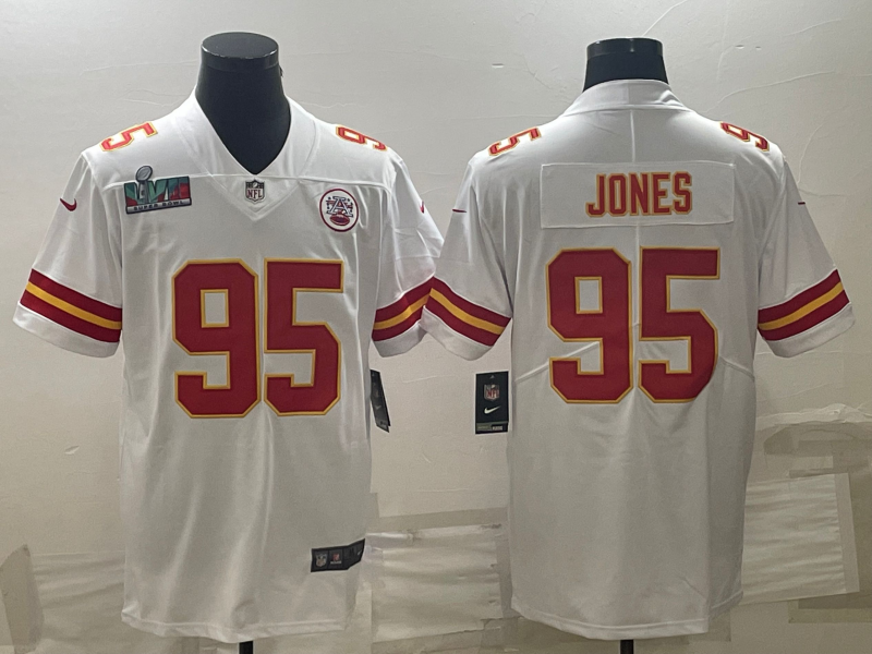 Men’S Kansas City Chiefs Chris Jones White Super Bowl Lvii Game Jersey