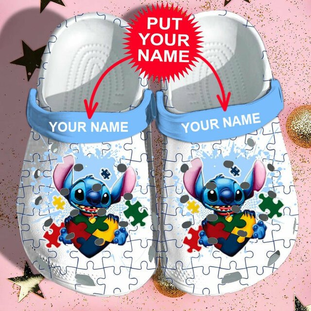 Stitch Autism Custom Name Crocs Crocband Clog Comfortable Shoes