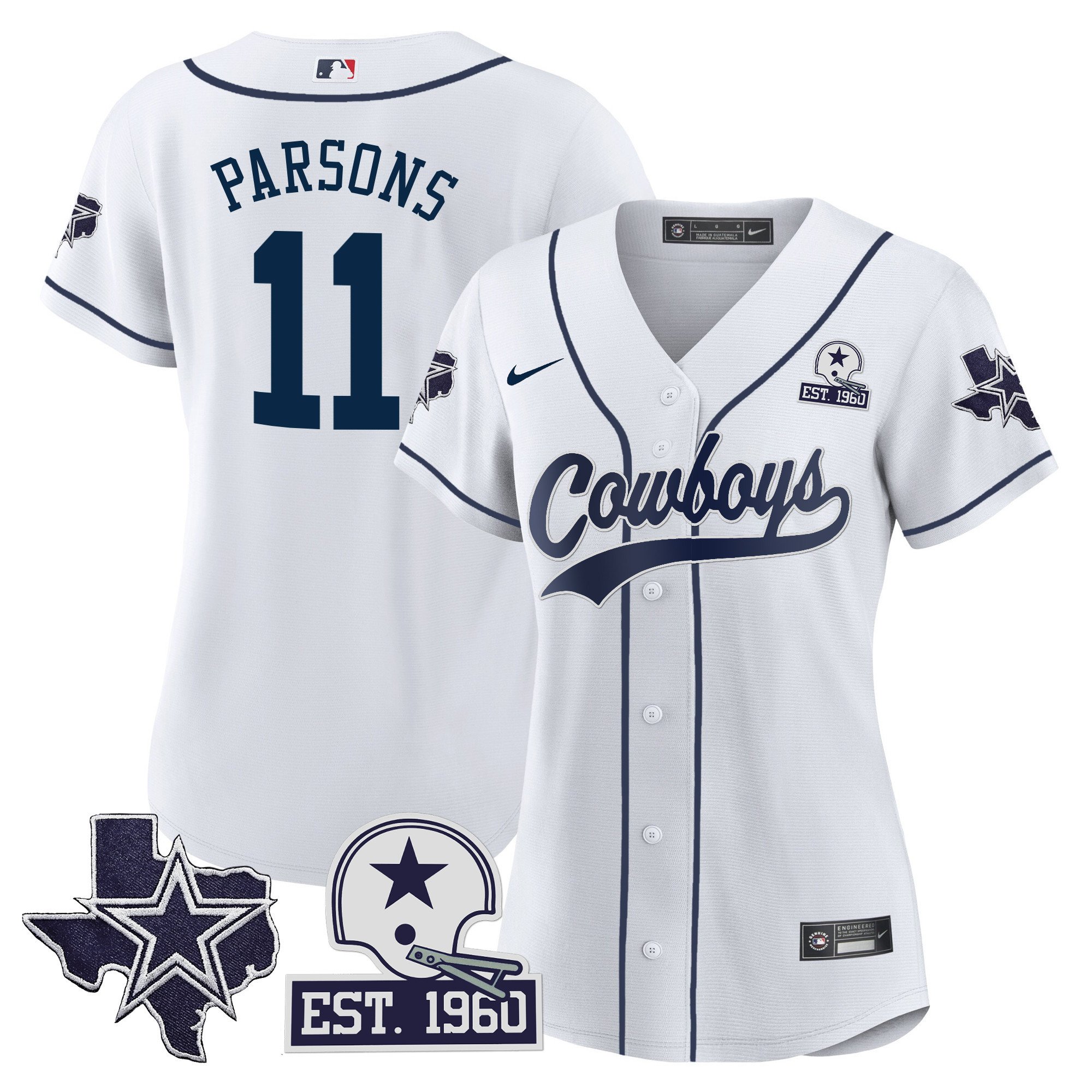 Women’S Cowboys Texas Patch Baseball Jersey – All Stitched