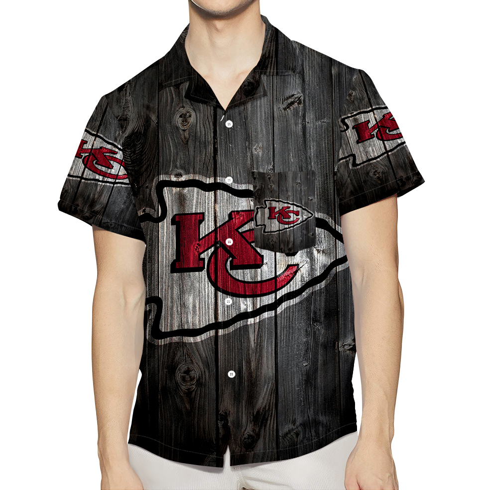 Kansas City Chiefs Wooden Texture 3D All Over Print Summer Beach Hawaiian Shirt With Pocket