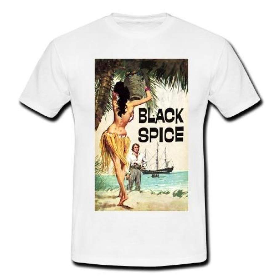 Black Spice Ship Wreck Mens Retro Vintage T-Shirt Tiki Hula Hawaiian Hawaaii