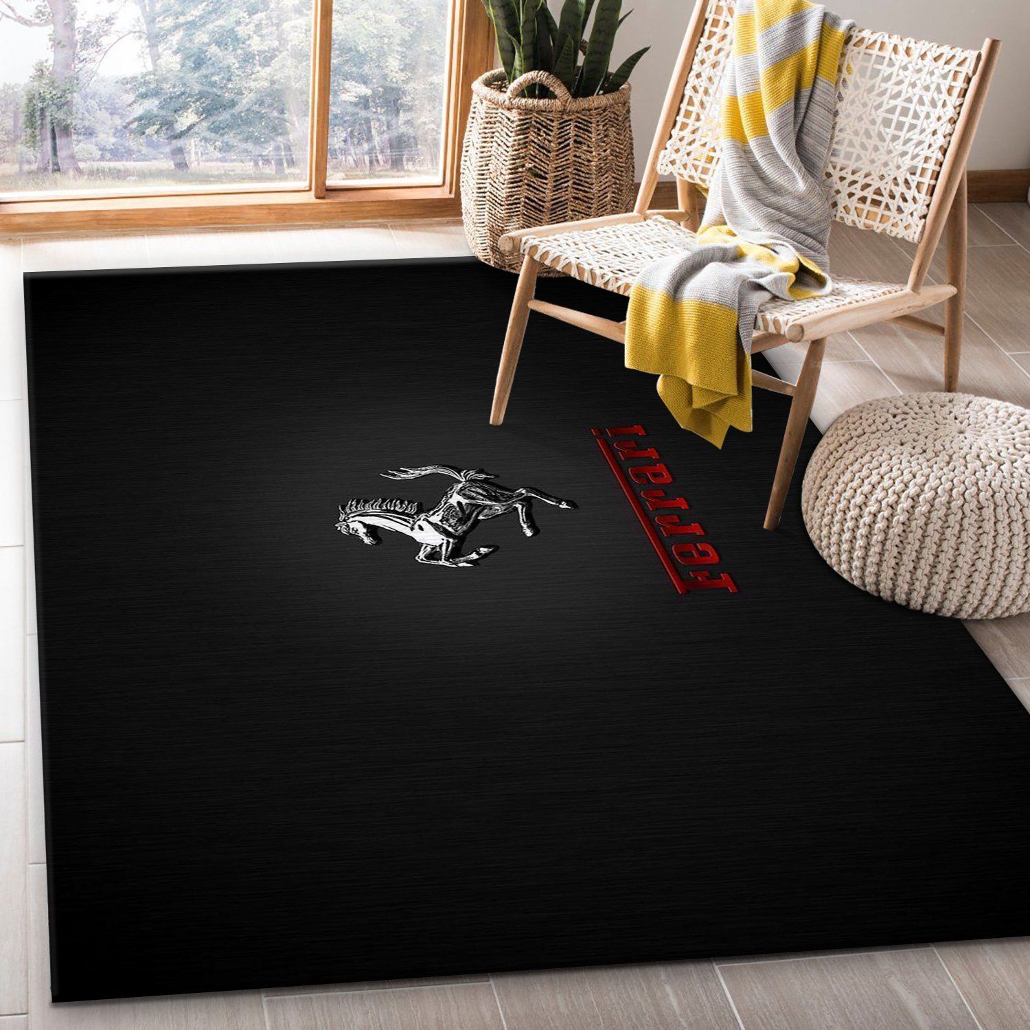 Ferrari Silver Logo Rug Bedroom Floor Decor Home Decor Area Rug For Living Room Bedroom Rug Home Decor