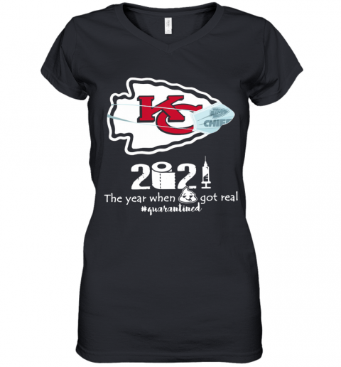 Kansas City Chiefs Face Mask 2021 Toilet Paper The Year When Got Real Quanrantined Women’S V-Neck T-Shirt