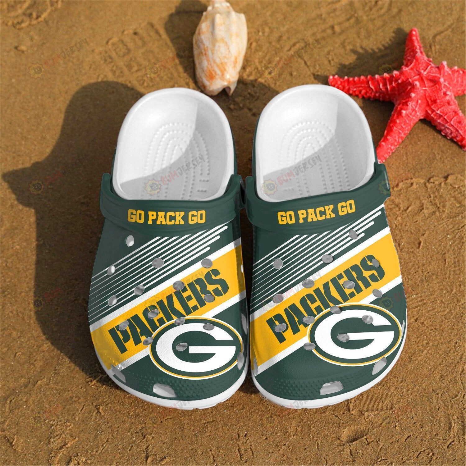 Green Bay Packers Logo Pattern Crocs Classic Clogs Shoes In Dark Green – Aop Clog