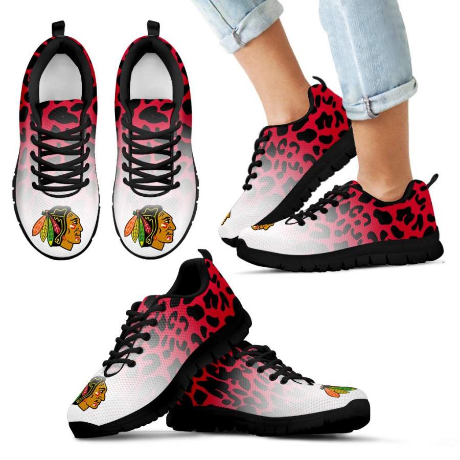 Beautiful Chicago Blackhawks Sneakers Leopard Pattern Awesome