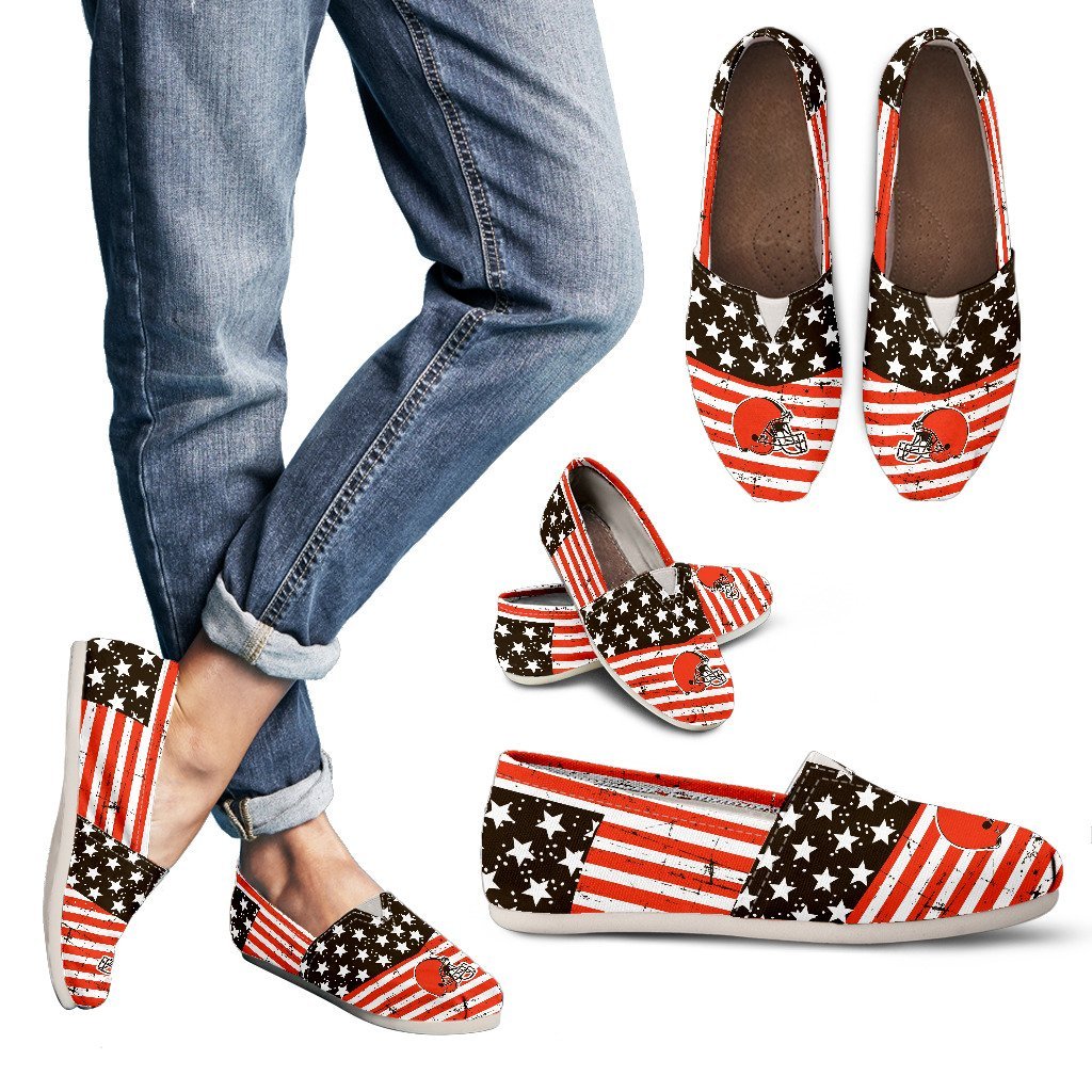 Vintage Star America Flag Cleveland Browns Women Casual Shoes