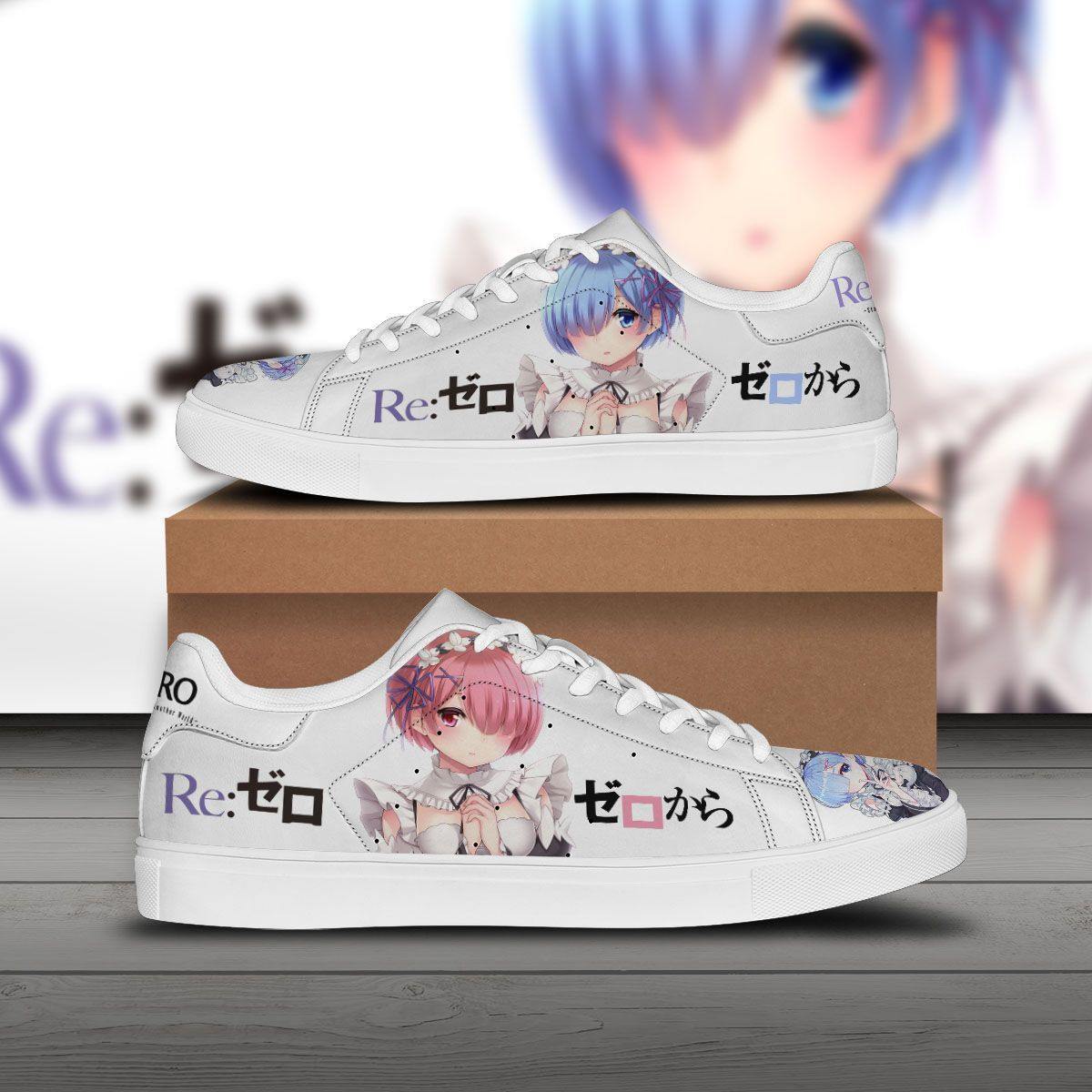 Ram X Rem Skate Sneakers Custom Re:Zero ‰̦̥ۡ Starting Life In Another World Anime Shoes