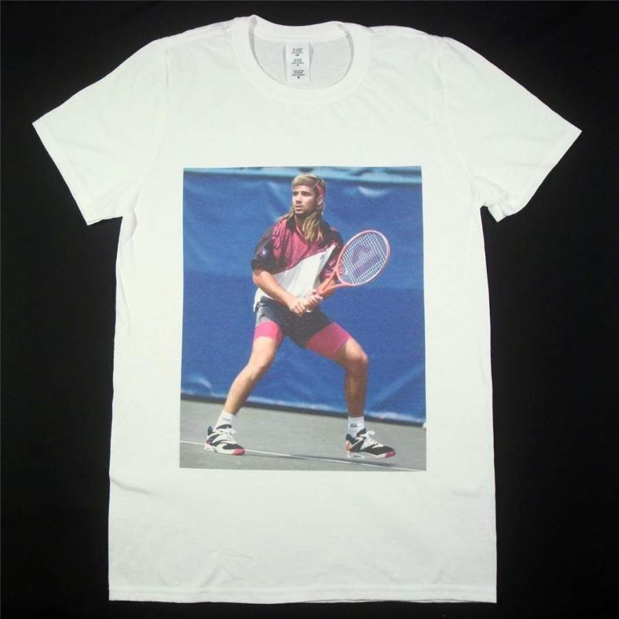 Andre Agassi White Mens T-Shirt Size S-3XL Tennis Vintage Retro Wimbledon Bjorn Borg