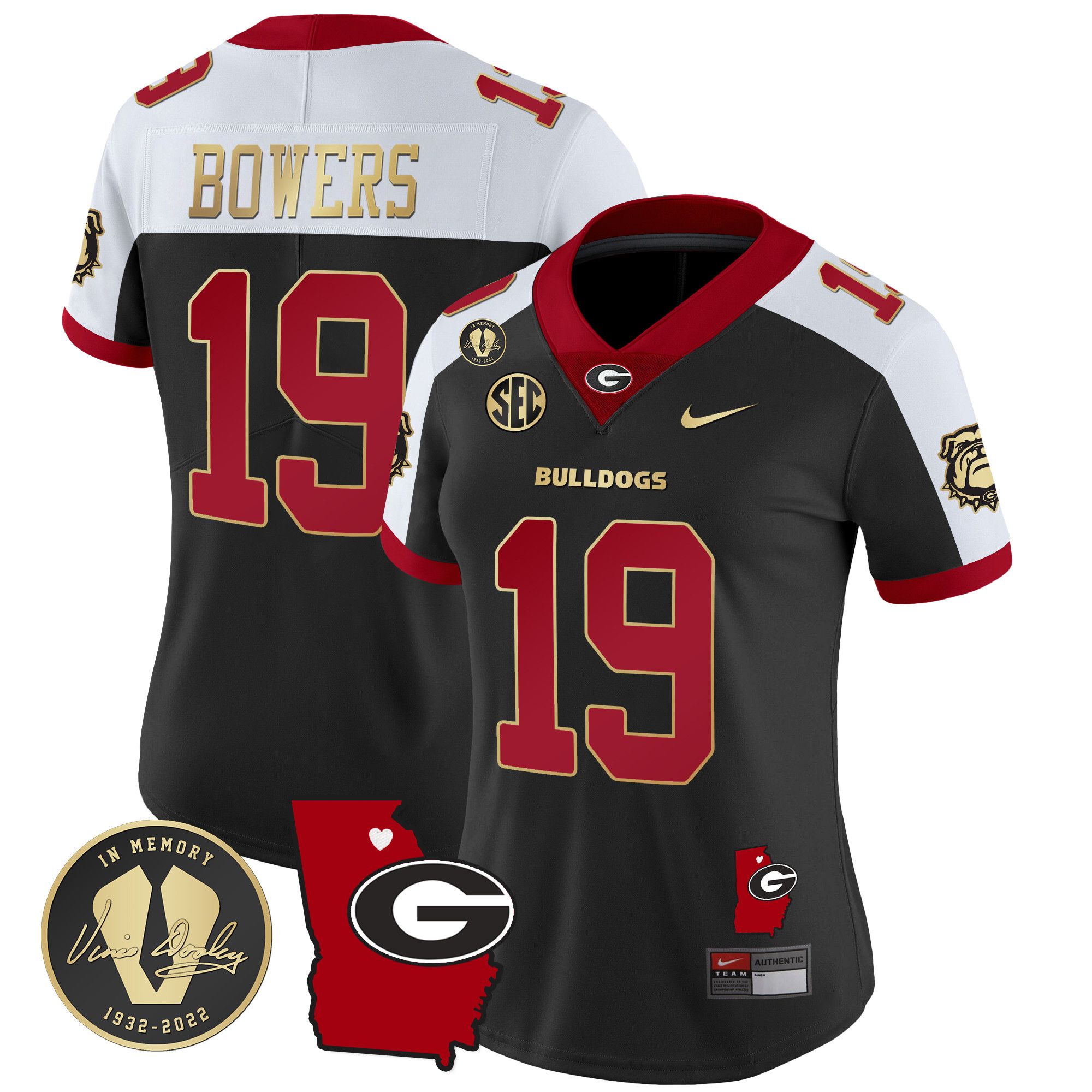 Women’S Georgia Bulldogs 2023 Vapor Jersey V4 – Georgia Map – All Stitched