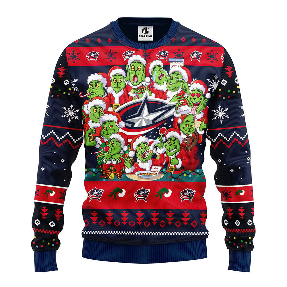 Columbus Blue Jackets 12 Grinch Xmas Day Ugly Christmas Sweater