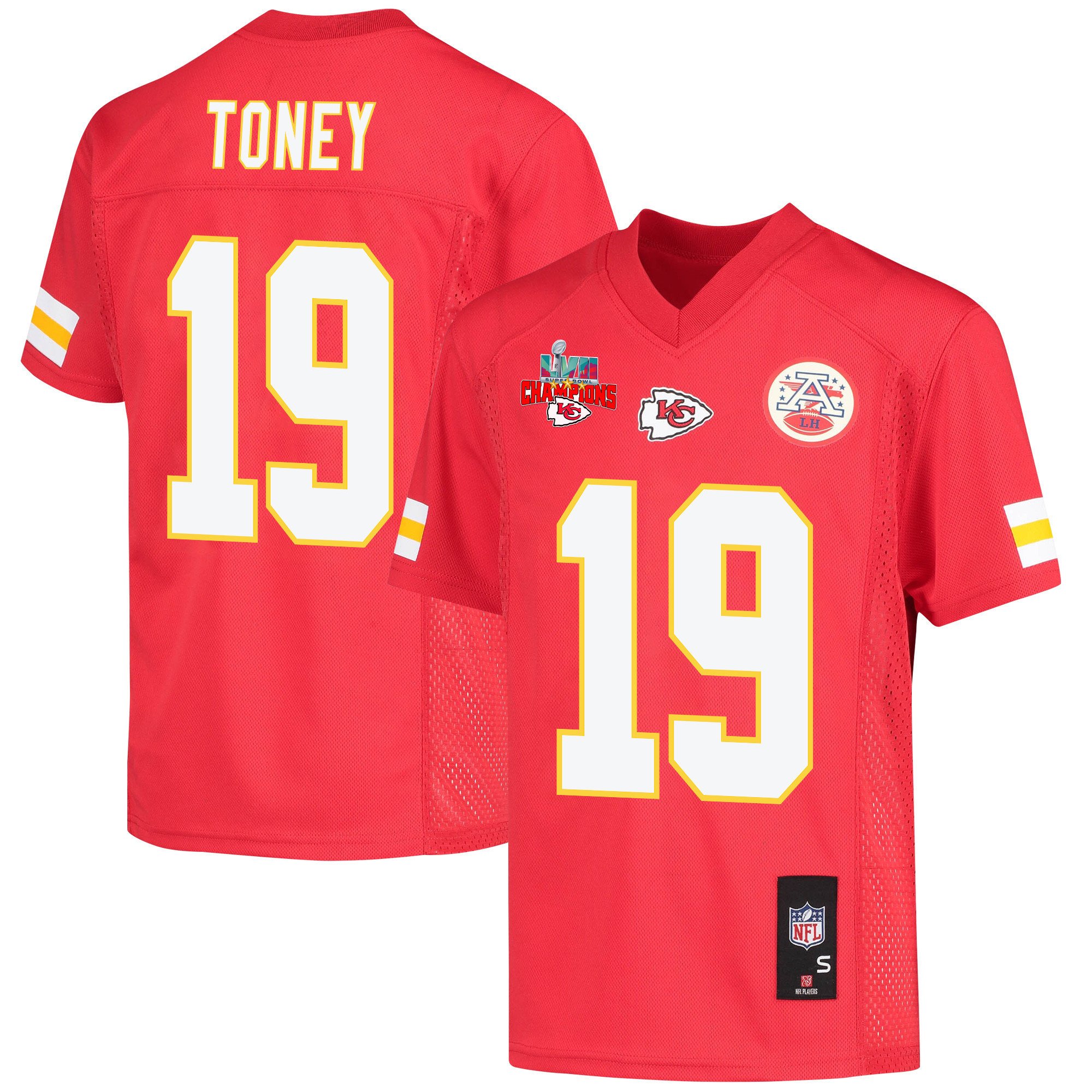 Kadarius Toney 19 Kansas City Chiefs Super Bowl Lvii Champions 3 Stars Youth Game Jersey – Red