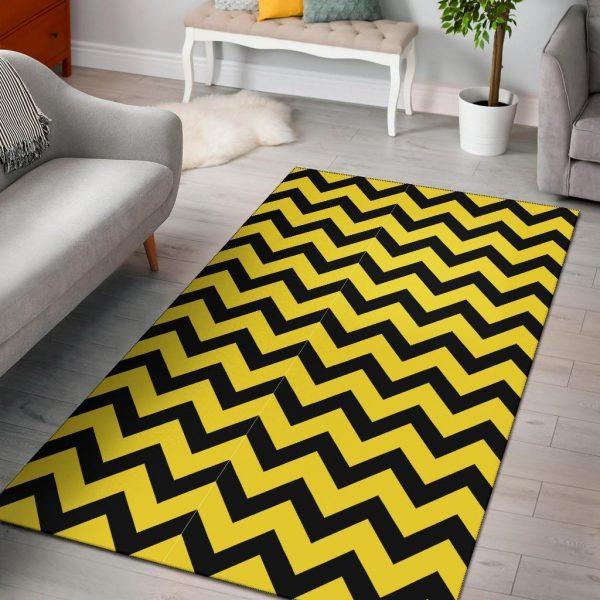 Zig Zag Yellow Pattern Print Home Decor Rectangle Area Rug 2