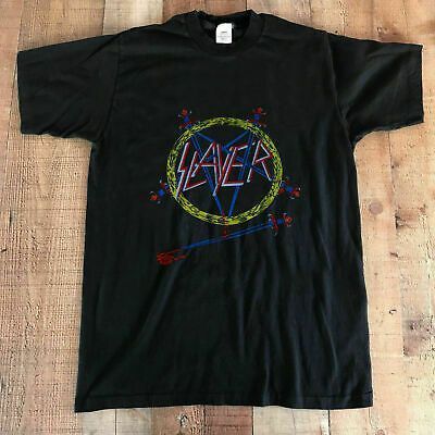 Vintage Shirt Slayer Tour 1985 Hell Awaits Metal Rock Thras Reprint Shirt