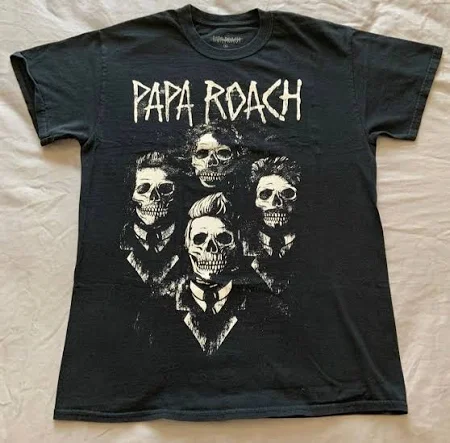 Band Skulls Vintage Papa Roach ¡®I Think I Need Your Help¡¯ Skulls Face In Black Men’s T-Shirt