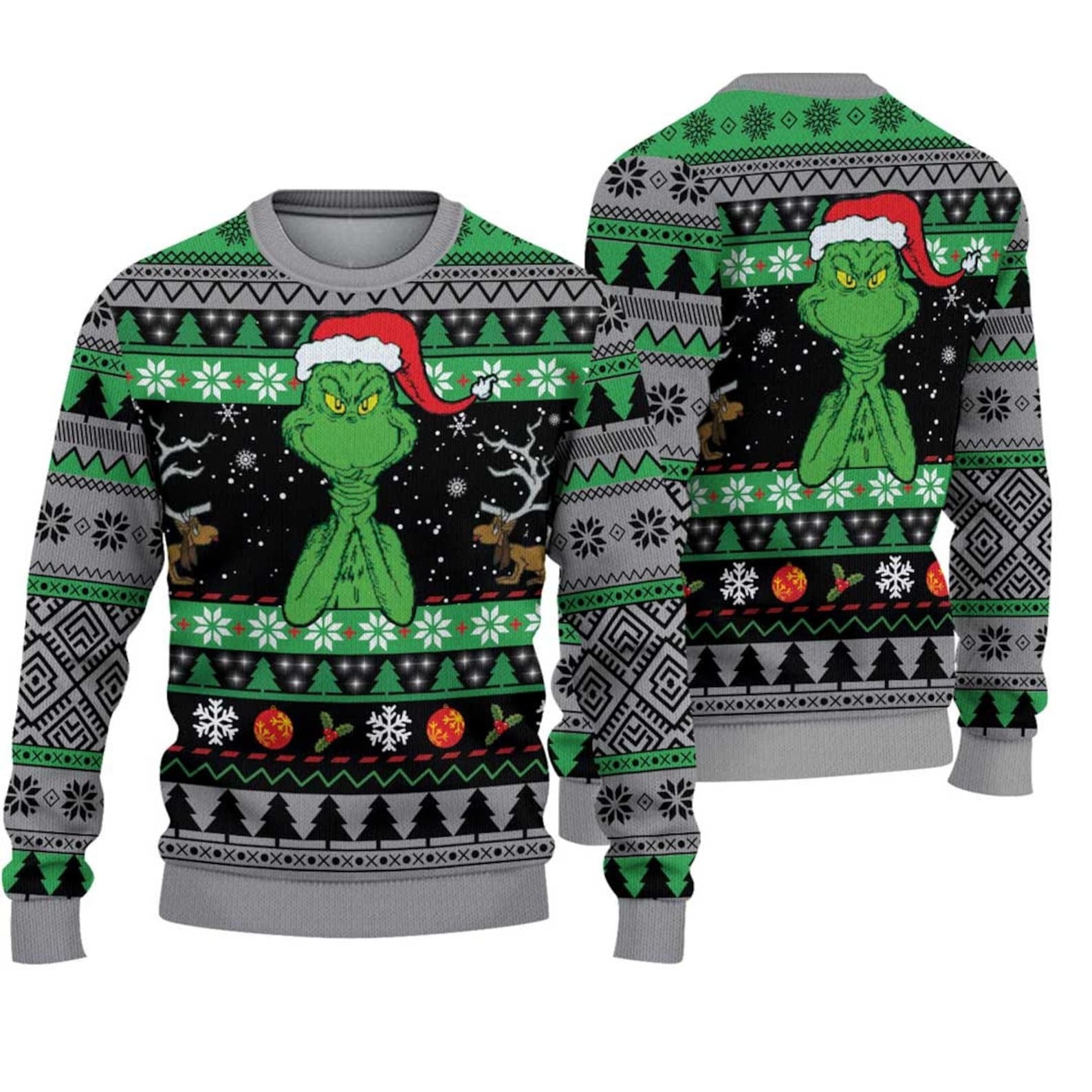 The Grinch Ugly Christmas Sweater, The Grinch Ugly Sweater All Over Print, Merry Grinchmas Ugly Sweater, 2023 Christmas Sweater 3D Print