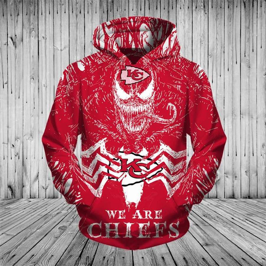 Kansas City Chiefs Pullover Hoodies 3D Venom Hoodies