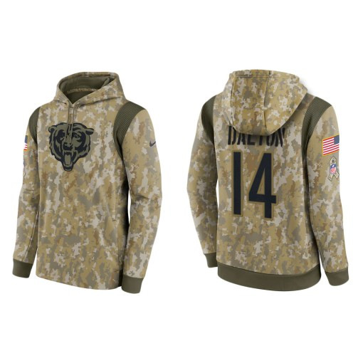 Andy Dalton Chicago Bears Camo 2021 Salute To Service Veterans Day Therma Pullover Hoodie