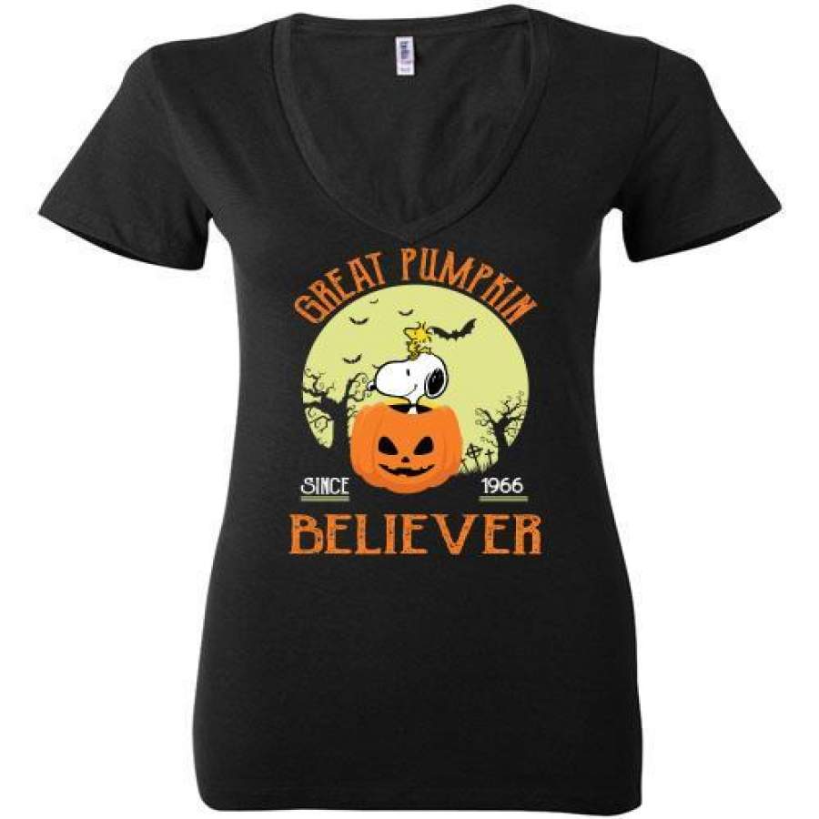 Snoopy Shadow Great Pumpkin Believer Since 1966 Halloween Ladies Deep V ...