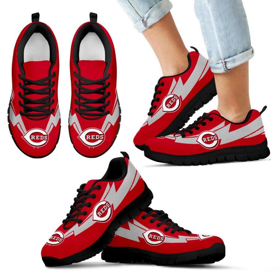 Three Amazing Good Line Charming Logo Cincinnati Reds Sneakers