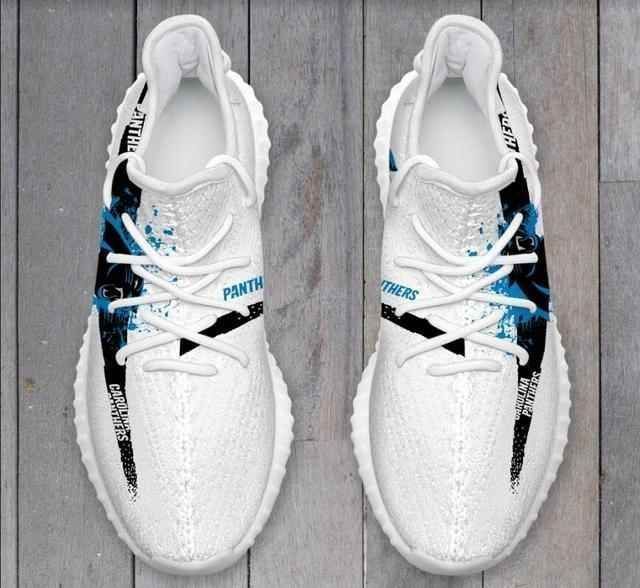 Carolina Panthers Men Running Yeezy Boost Shoes Sport Sneakers