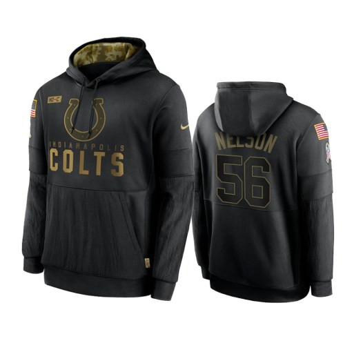 Indianapolis Colts Quenton Nelson Black 2020 Salute To Service Sideline Performance Pullover Hoodie