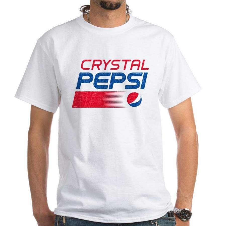 Fashion Man Crystal Pepsi Vintage White 100% Cotton T-shirt Mens Cotton Tops