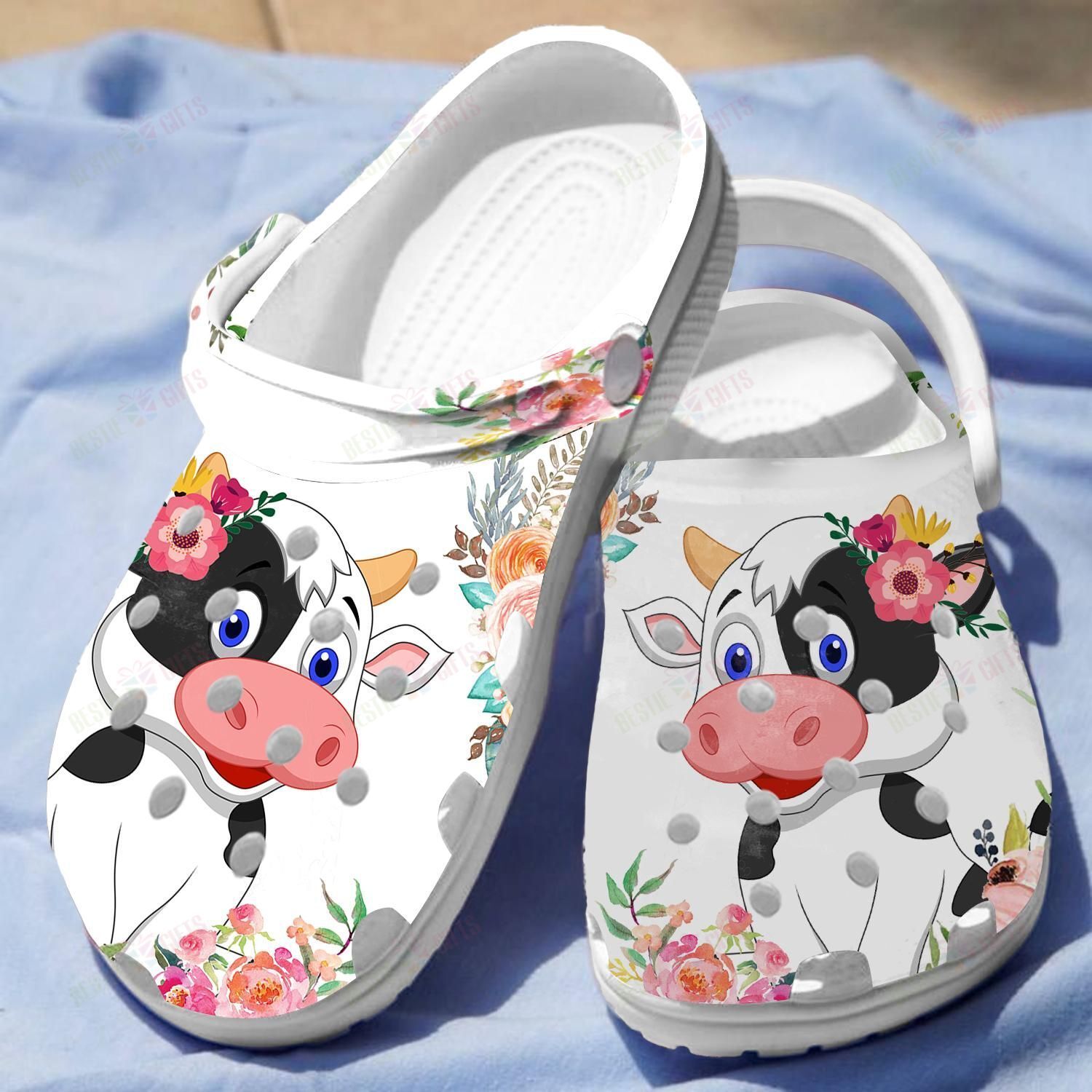 Floral Dairy Cattle Crocs Classic Cl …