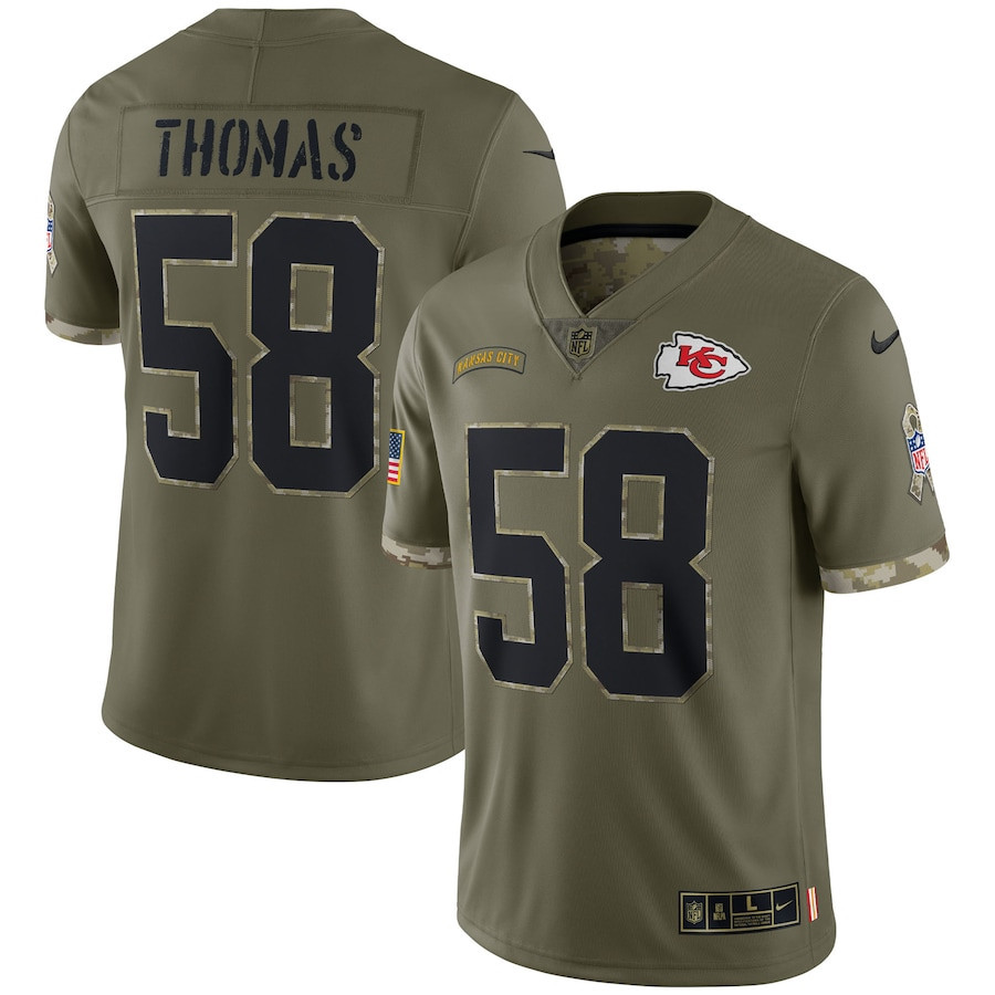 Derrick Thomas Kansas City Chiefs 2022 Salute To Service Retired Player Limited Jersey – Olive