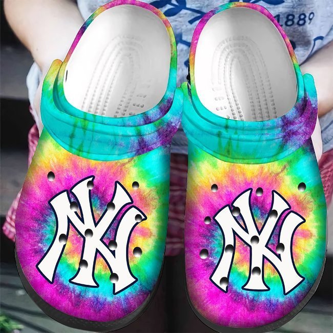 New York Yankees Pink Colorful Crocs Crocband Clog Comfortable Water Shoes