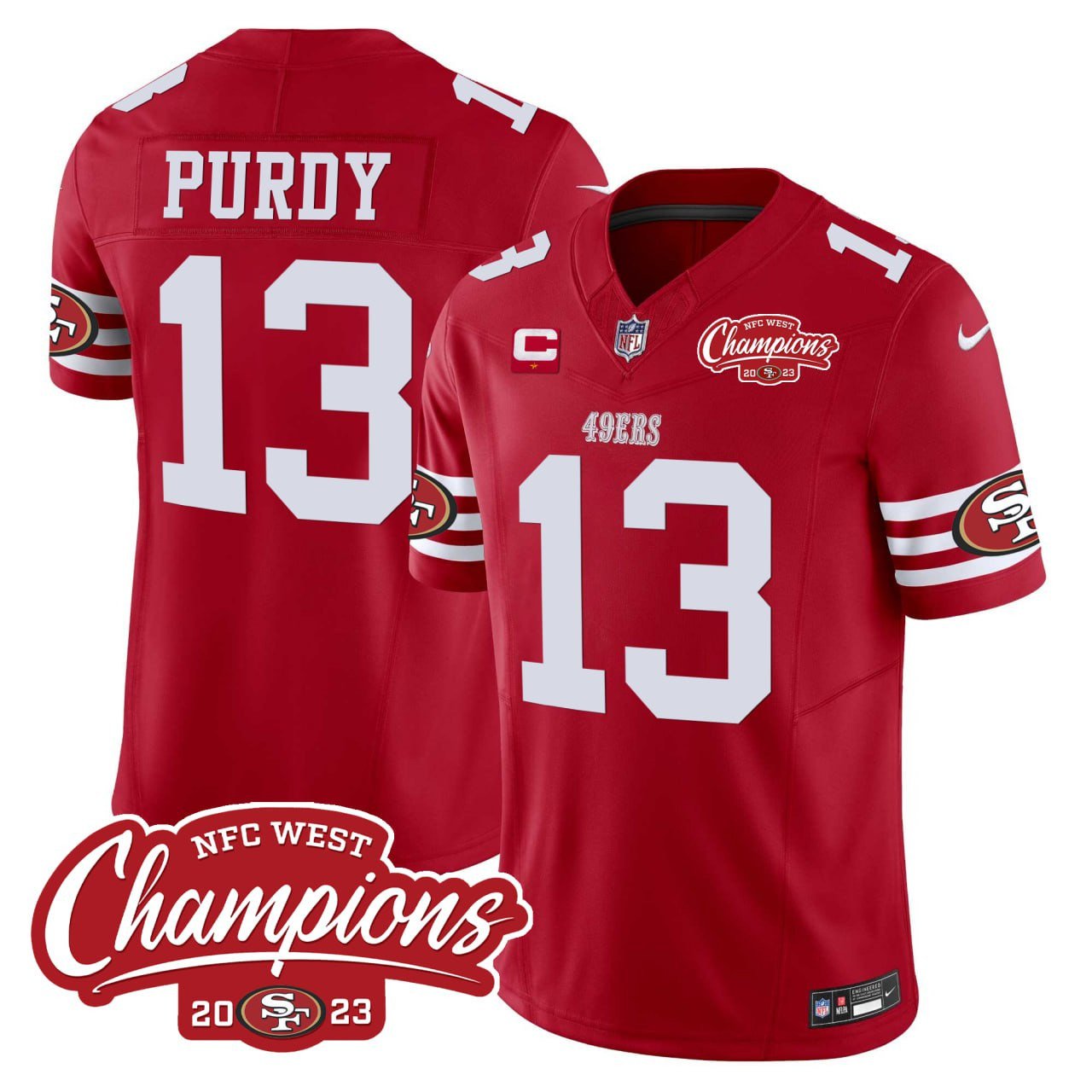 Brock Purdy San Francisco 49Ers 2023 Nfc West Champions Jersey – All Stitched